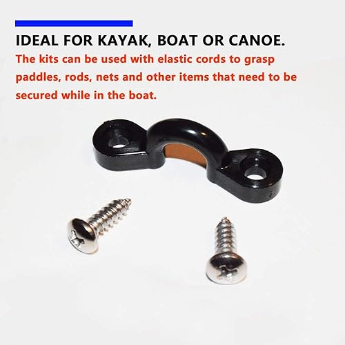 Miniatura 3 de Kit de 10 trabillas para kayak, kit de aparejo de cubierta de bucles de amarre para kayak, ojo de nailon y tornillos de acero inoxidable para canoa,