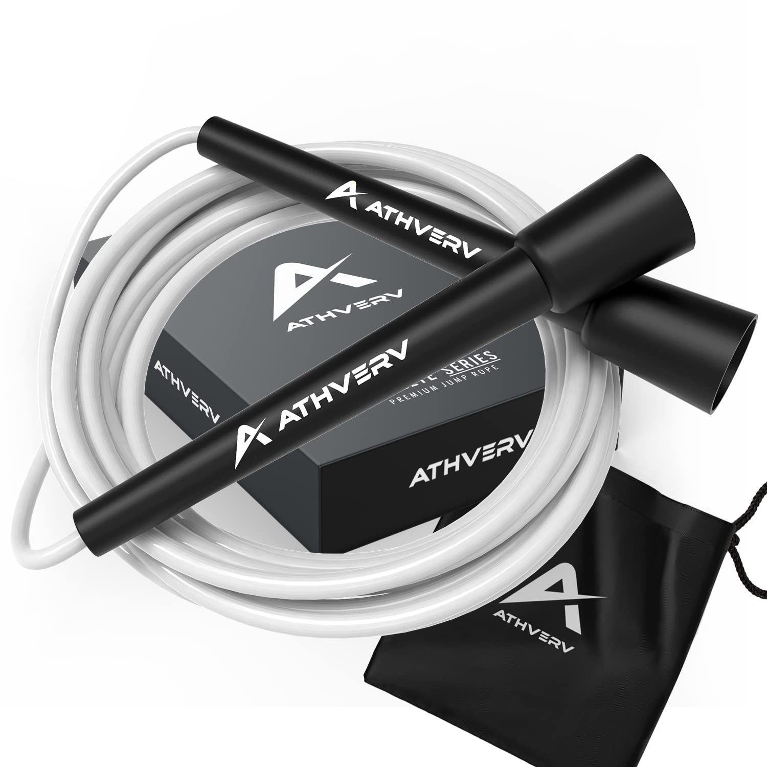 Athverv Adjustable Skipping Rope for Men, Women & Kids – Speed Jump Rope for Exercise Workout & Weight Loss (Snow White)