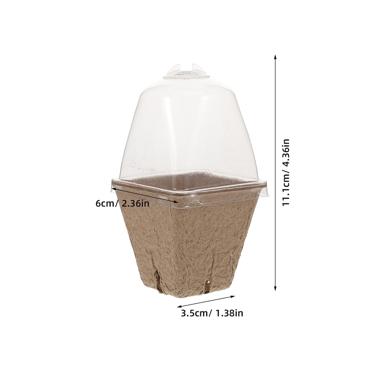 jojofuny 36 pièces Pots de Pépinière Carrés Pulpe de Papier Biodégradables avec Couvercles Ventilés pour Semis Godets de Jardinage Durables avec Drainage pour Propagation et Germination