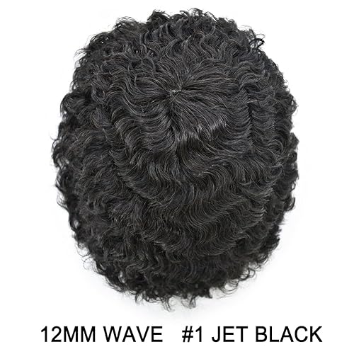 Miniatura 8 de Cabello afro rizado para hombre maravillas de cabello humano afroamericano de repuesto para hombres negros, piel de polietileno completa, sistema de