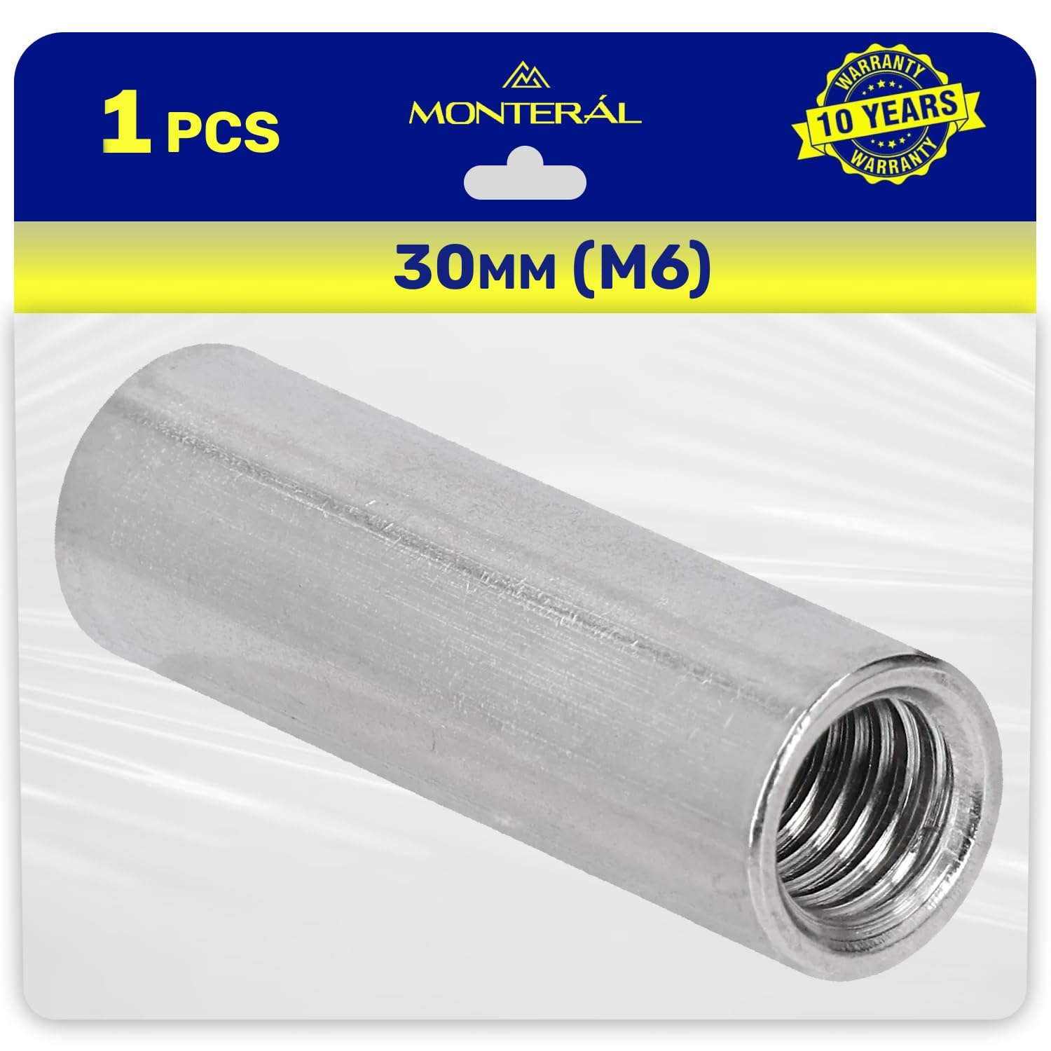Round Union Sleeve M6 x 30 mm Made of Galvanised Steel - Warranty 10 Years - MONTERAL