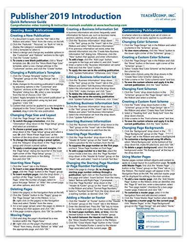 Microsoft Publisher 2019 Introduction Quick Reference Training Guide (Cheat Sheet of Instructions, Tutorial, Tips & Shortcuts - Laminated Card)