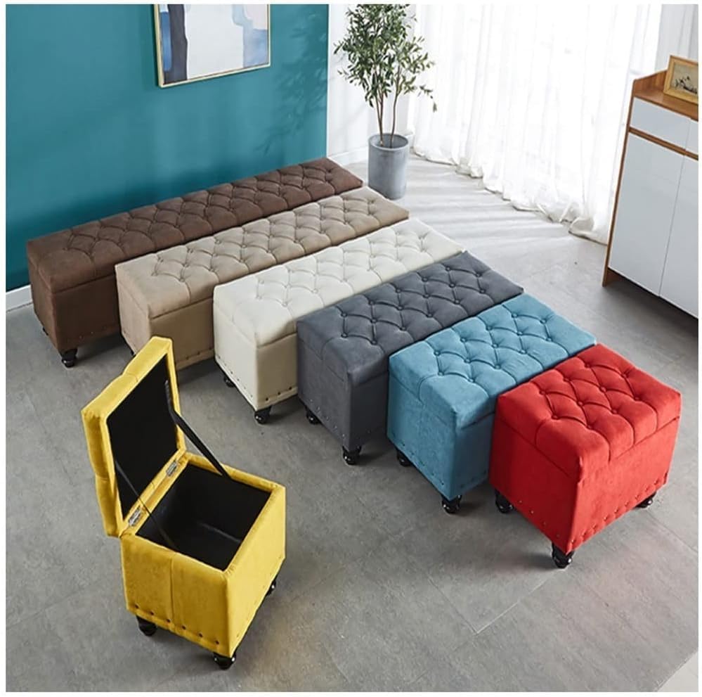 Taburete de sofá para dormitorio que soluciona la falta de espacio y almacenaje largo 2