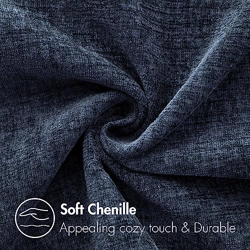 Image of MIULEE Pack of 2 Couch Throw Pillow Covers 20x20 Inch Soft Navy Blue Chenille Pillow Covers for Sofa Living Room Solid Dyed Pillow Cases