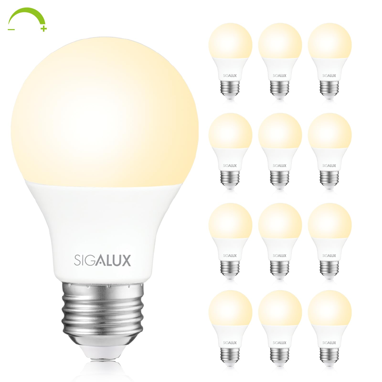 Sigalux EcoBright T20 Compliant LED Light Bulbs 60 Watt Dimmable 2700K Warm Lightbulbs Energy Efficient 8W Soft White