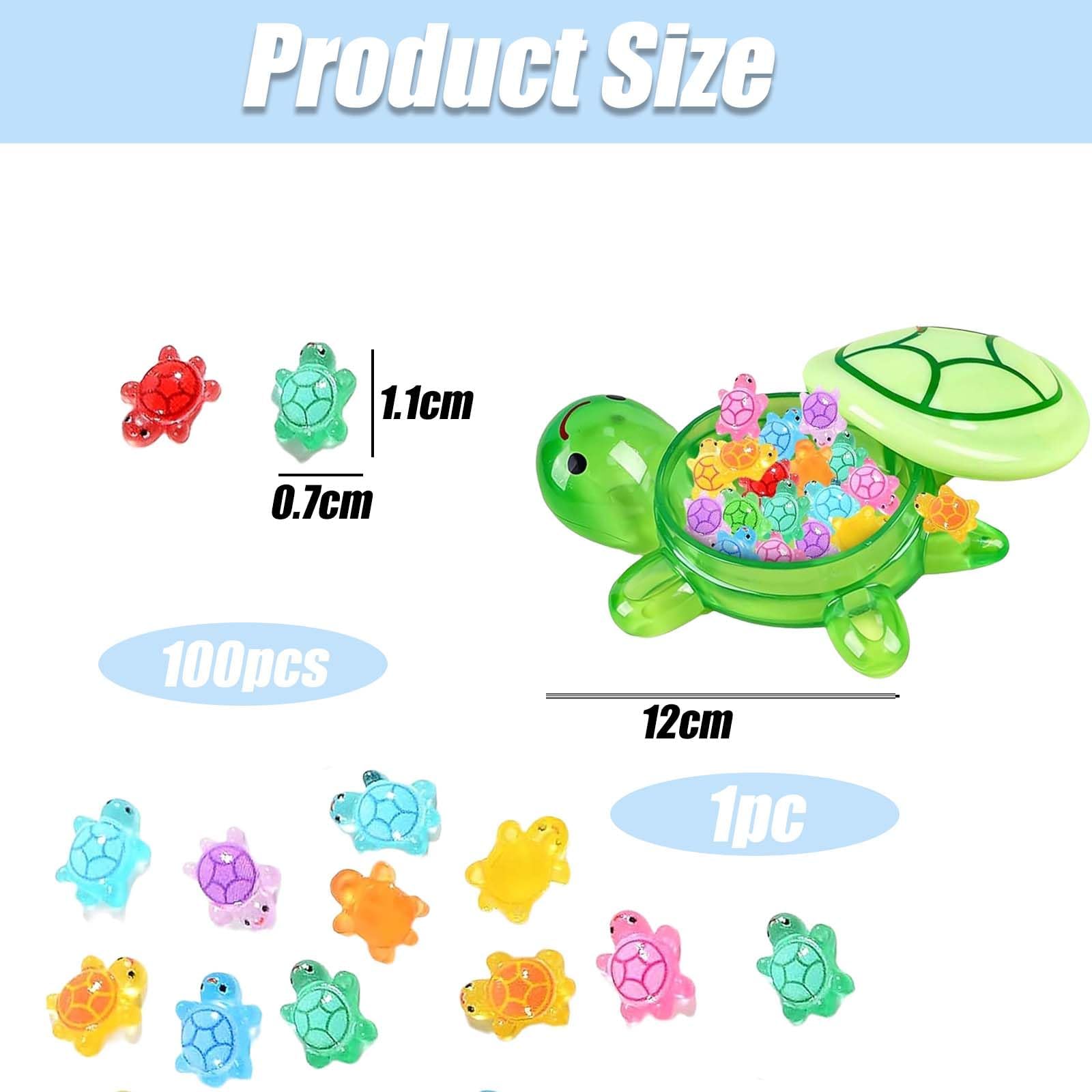 101 PCS Mini Resin Turtles Mini Resin Animals Miniature Resins Tiny Turtles Glow In The Dark Resin Animals Mixed With Turtle Storage Box for Fairy Garden Landscape Home Deco Decoration Creative Design - Image 2