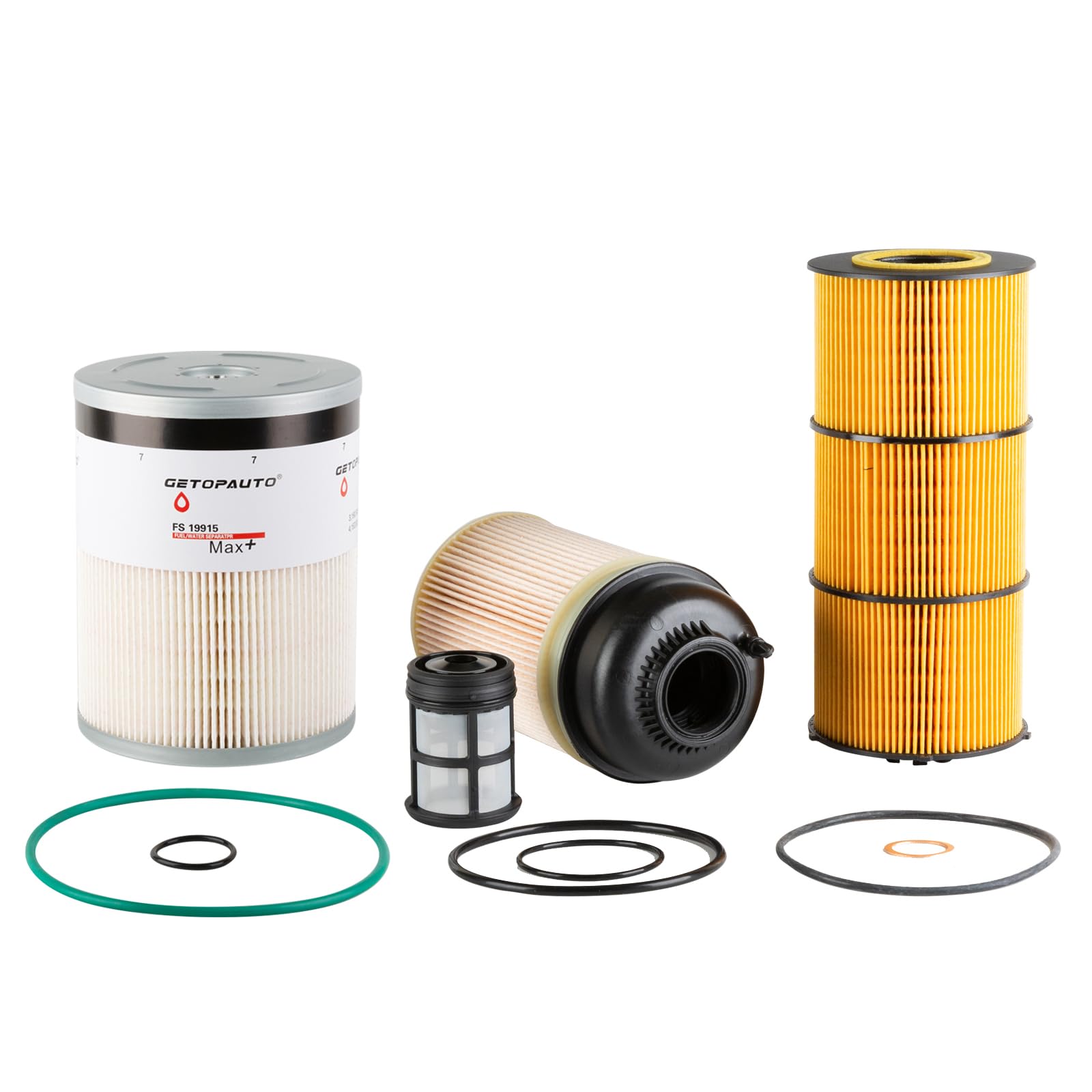 GETOPAUTOFilter Service Kit Compatible With Detroit DD13 DD15 DD16 Oil, FWS & 2 Fuel Filter Kit Replaces FS19915 PF9908 P551005