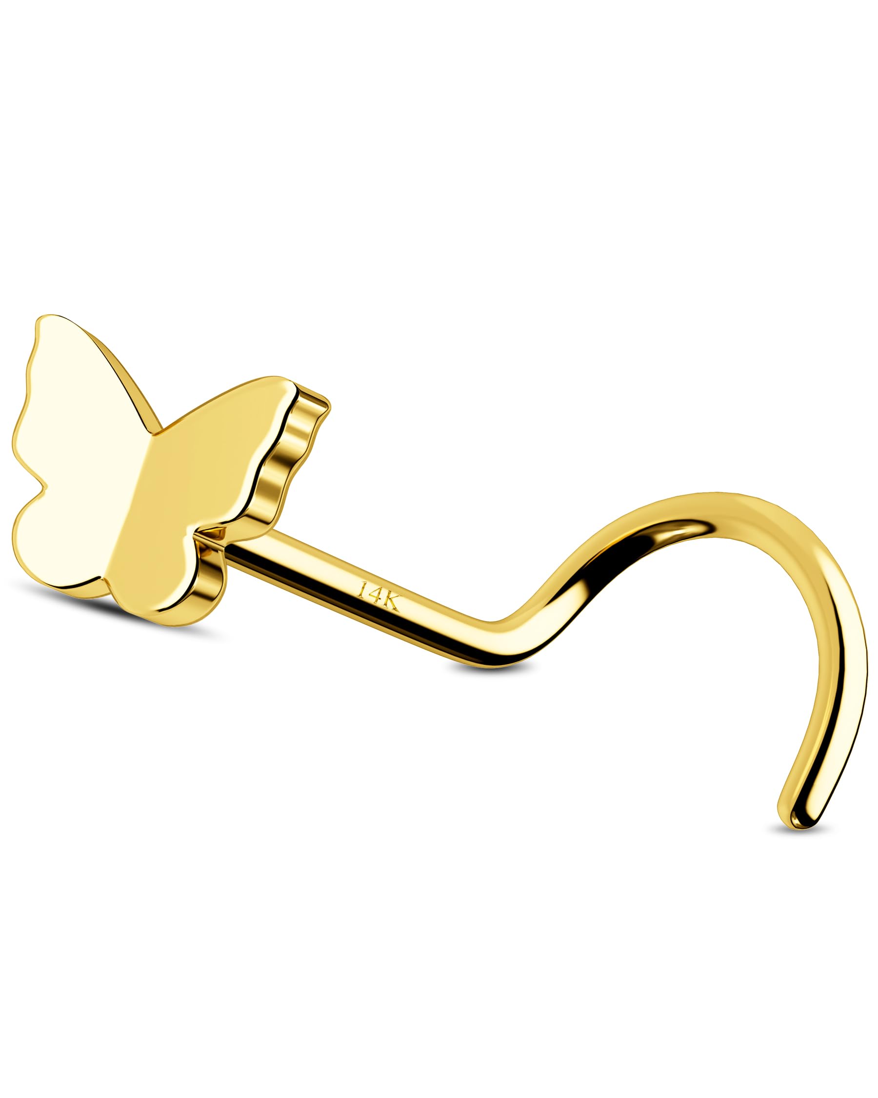 Jewseen Schmetterling Nase Stud Nasenring 14 K Gelbgold Nostril Piercing Schmuck Nase Knochen Ring Schraube Nase Form S