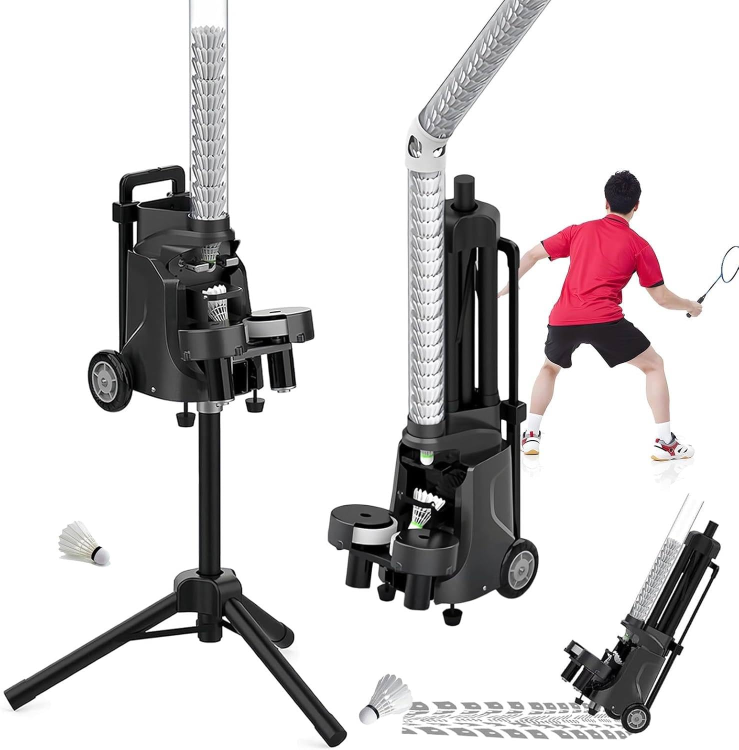Máquina de bolas de bádminton, lanzador inteligente con control remoto, entrenador automático, equipo de servicio recargable para práctica y entrenamiento