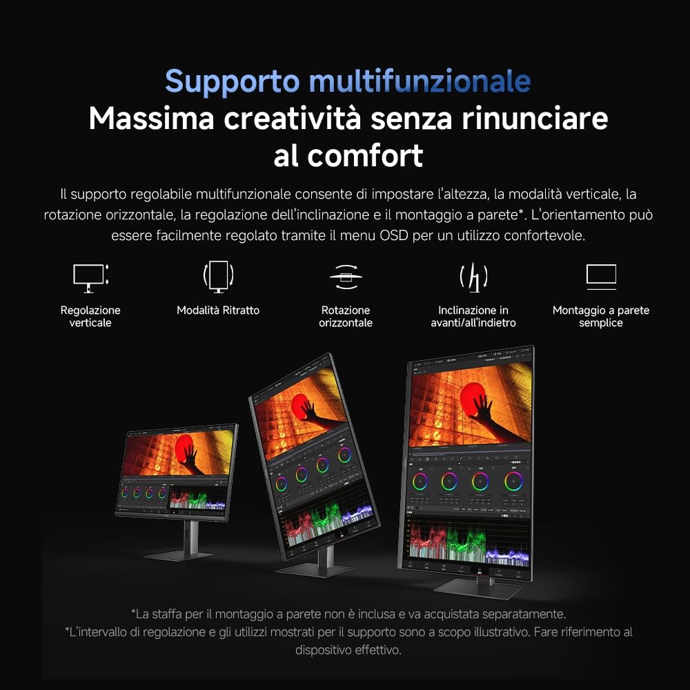 XIAOMI A27Ui Monitor UHD 4K da 27 Pollici, IPS, HDR10, 100% sRGB, 95% DCI-P3, Ricarica Inversa 90W, Certificazione TÜV Low Blue Light (3840 x 2160/HDMI 2.0/DP 1.4/Type-C 90W Output)