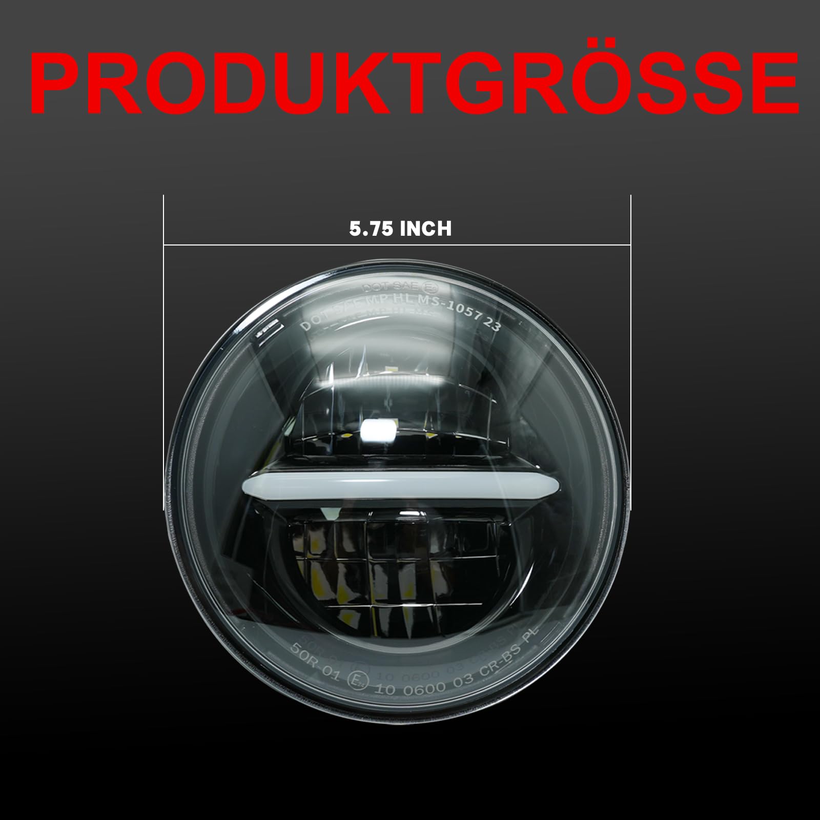5,75 '' LED Motorrad Scheinwerfer e-geprüft Mit Tagfahrlicht für Harley Davidson Dyna Street Bob Super Wide Glide Low Rider Night Rod Train Sportster Iron 883 Indian Scout Triumph (Schwarz)