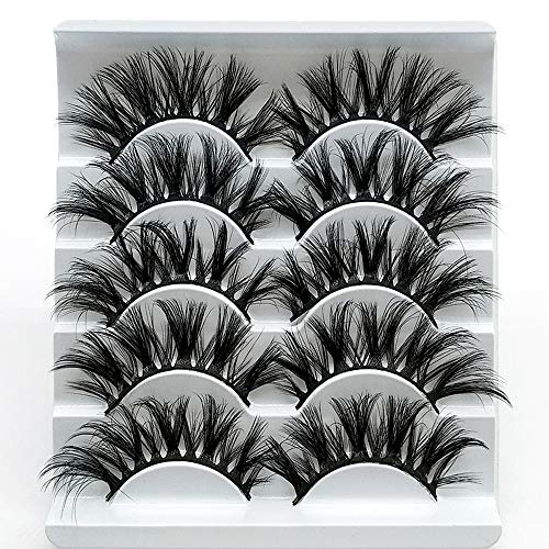 HBZGTLAD NEW 5 Pairs 3D Mink Hair False Eyelashes Criss-cross Wispy Cross Fluffy length 25mm Lashes Extension Handmade Eye Makeup Tools (3D05)