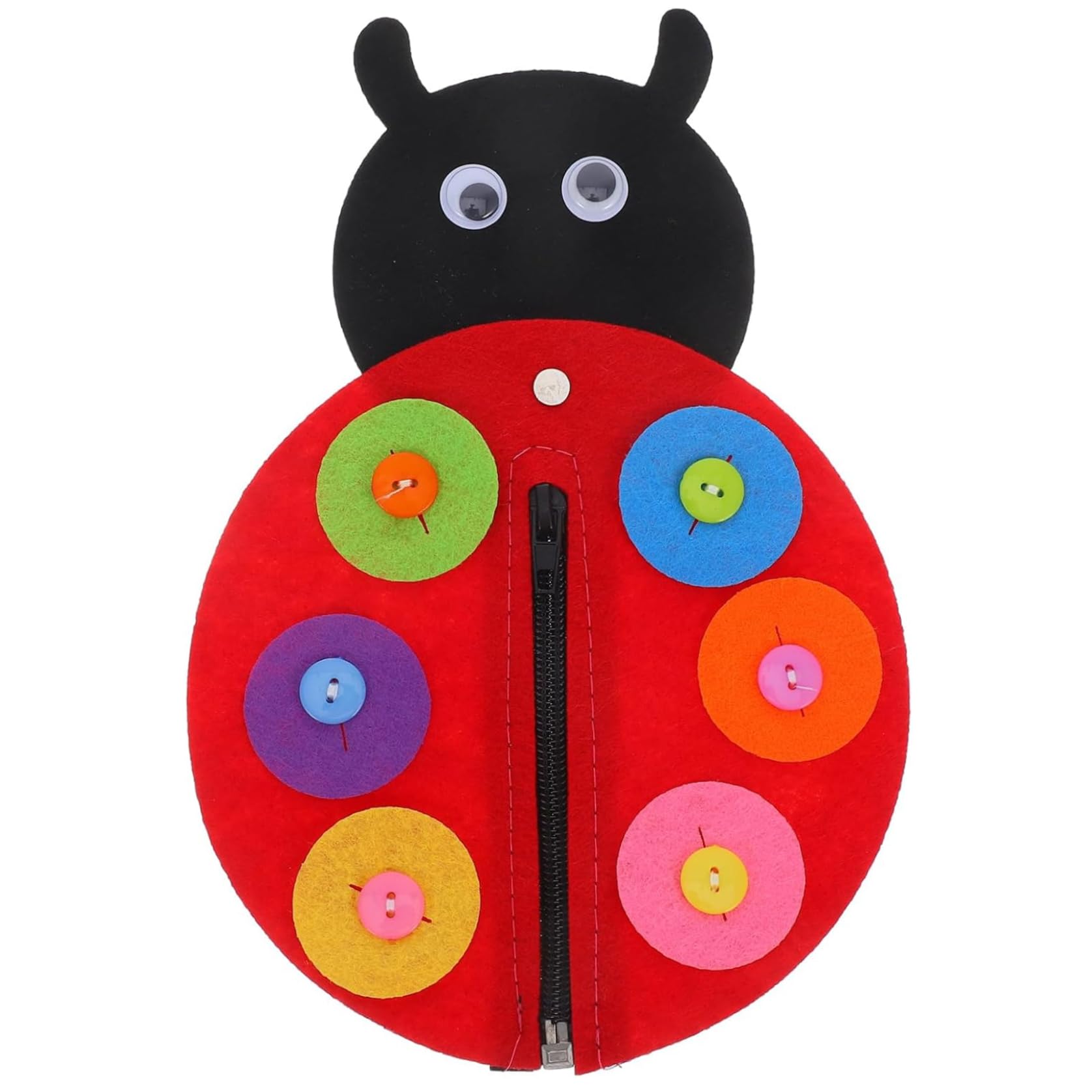 TusaMer Felt Board for Toddlers, Non-woven Ladybird DIY Kit, Learn to Zip and Button DIY Ladybird Craft Early Learning Basic Life Skills for Kids Shoe Tie Practice for Kids Button Practice for