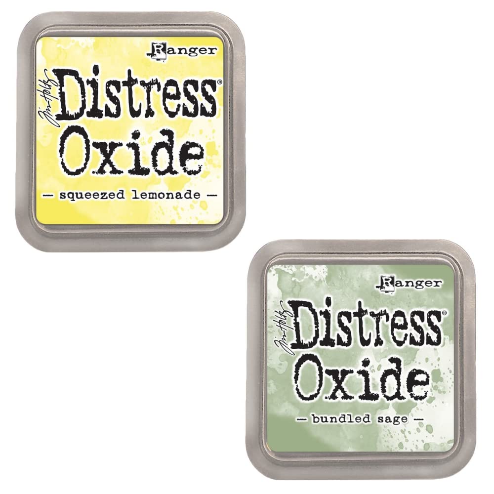Kit di 12 inchiostri per fusione di pigmenti e tintura con tampone in feltro | finitura effetto opaco | Distress Oxide de Ranger - progettati da Tim Holtz | Kit numero 3 | Dimensioni circa 7,6 x 7,6