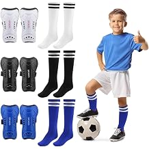 3 Pairs Soccer Shin Guards for Kids Youth+ 3 Pairs Long Soccer Socks Flexible Football Shin Pads Shin Protectors for 3-15 Years Old Boys Girls Children Teenagers for Football Games