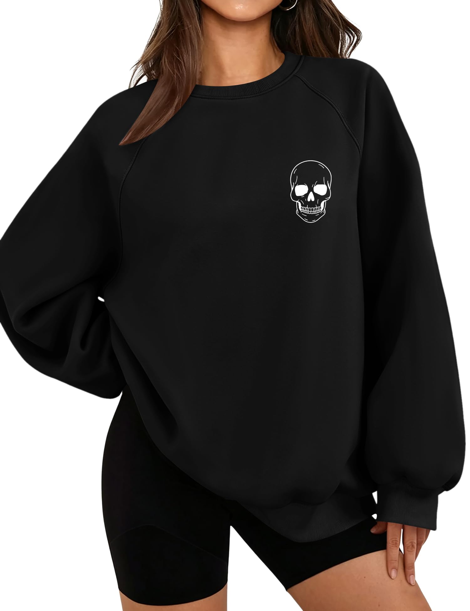 Black Sweatshirt Women Oversized Crewneck Graphic Hoodies Pullover