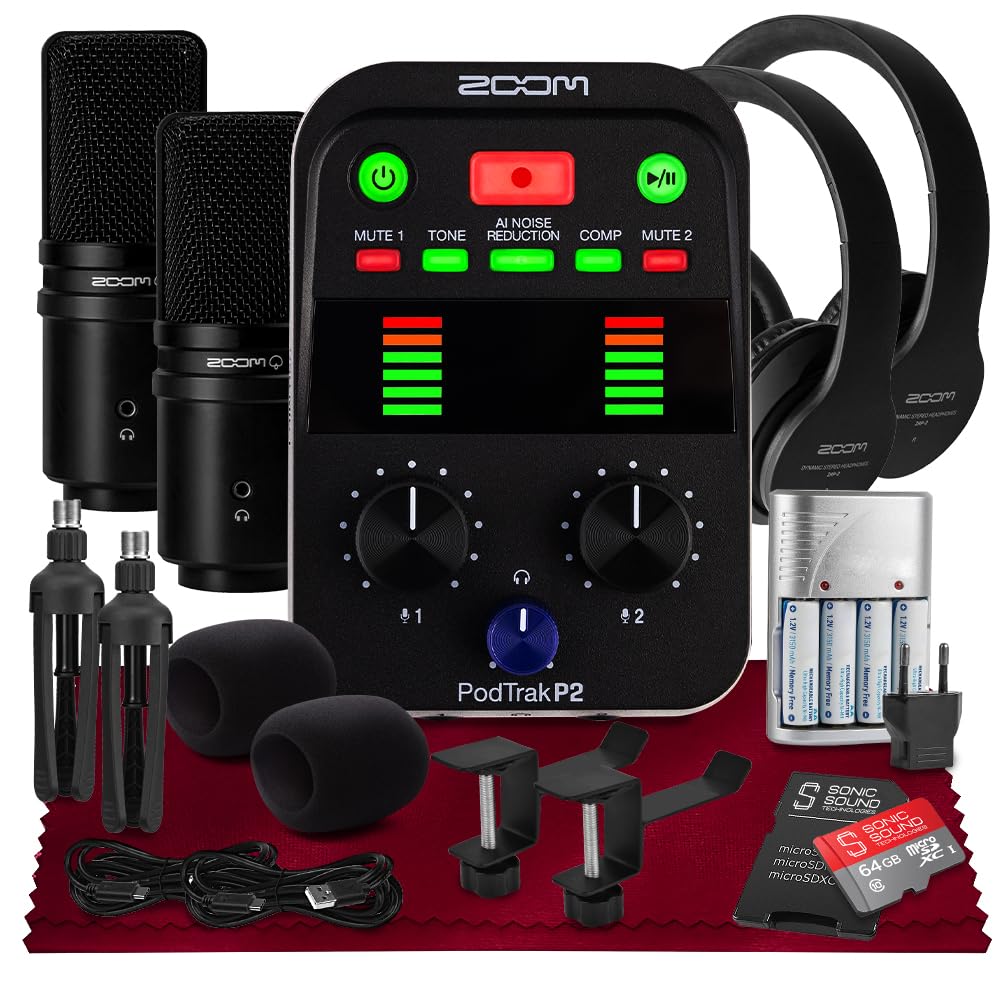 Amazon.com: Zoom Podtrak P2 Portable Podcast Recorder, 2 USB Mic