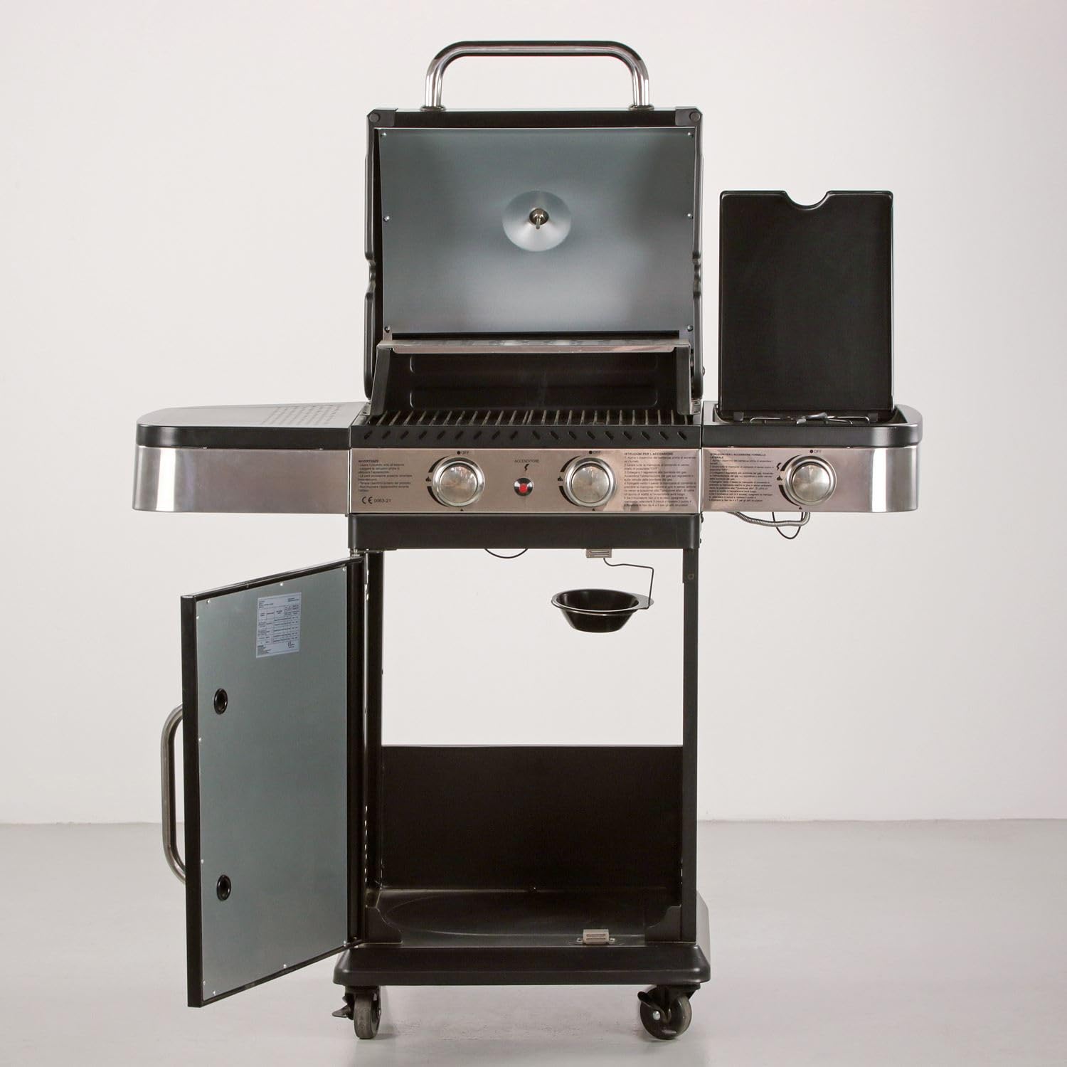 Brigros - Barbecue a Gas DALLAS con Rotelle, 3 Fuochi, Potente e Pratico, Sistema di Pulizia Facile, Grigli 60 x 42 cm