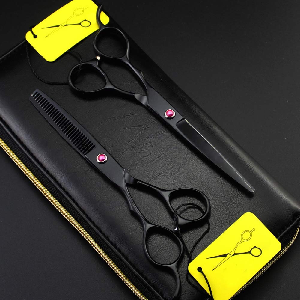 6.0"Set Forbici Professionali per Barbiere Affilate - Forbici da Parrucchiere per Adulti,Black