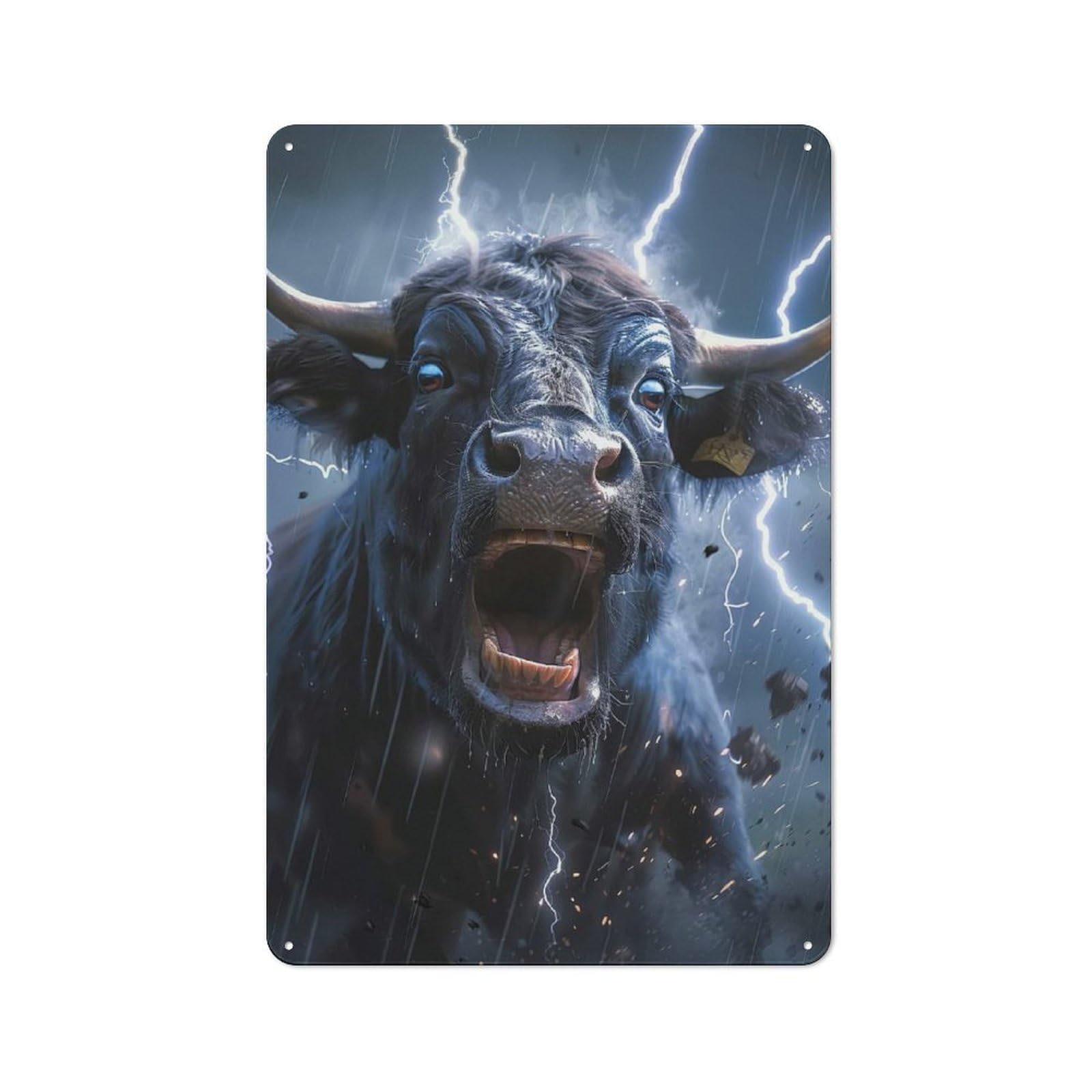 Junmoney Ox Lightning Classic Kitchen Metal Sign 30X20cm Featuring Cafe Wall Decor For Restaurant, Kitchen, Counter Or Breakfast Nook
