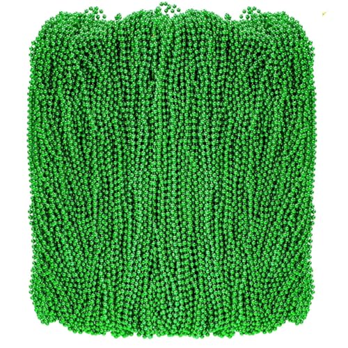 50PCS St Patricks Day Accessories Green St. Patricks Day Beads Necklace 31.5 Round Beads Irish Saint Patricks Necklaces Costume Bulk Parade Throw Accessories for Wedding Birthday St. Patricks Decor