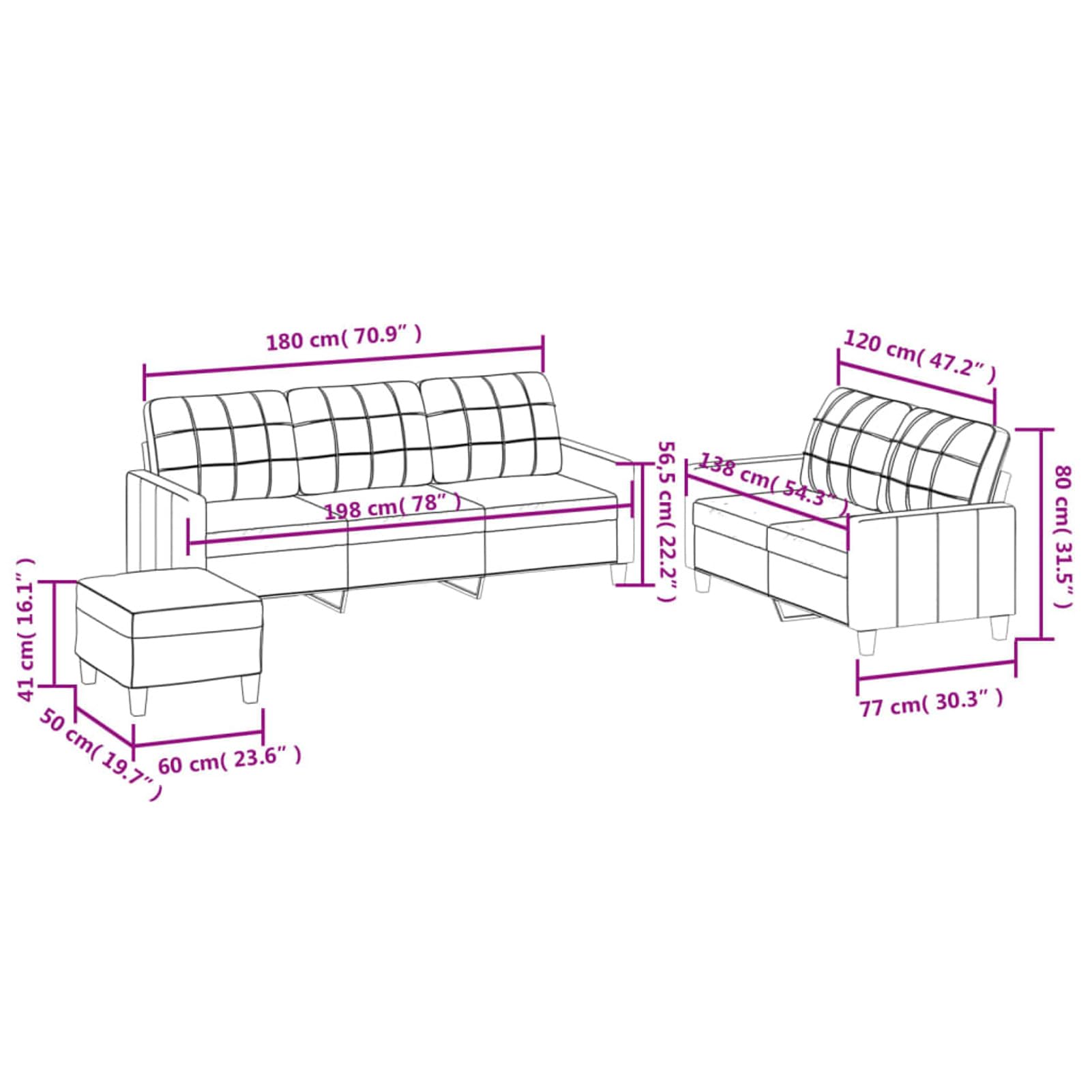 3-tlg. Sofagarnitur mit Kissen Cappuccino-Braun Kunstleder, Sofa Mit Relaxfunktion, Couchgarnitur, Wohnzimmer Sofa, Couch, Sofa Set 3201387