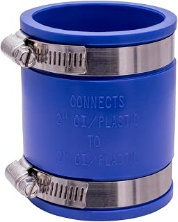 Fernco 1056-22 2-in. Flexible PVC Pipe Coupling for Cast Iron and Plastic Plumbing Connections in Blue