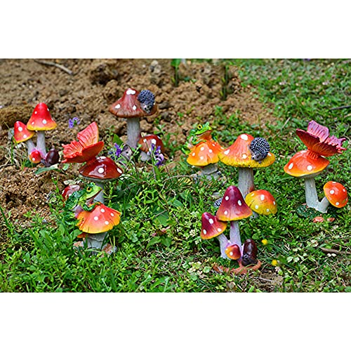 yuanxue Garden Sculptures Animal Mushroom Lawn Art Decoration Patio Ornaments Fairy House Statue Accessories for Home Outdoor (All 5 Patterns)