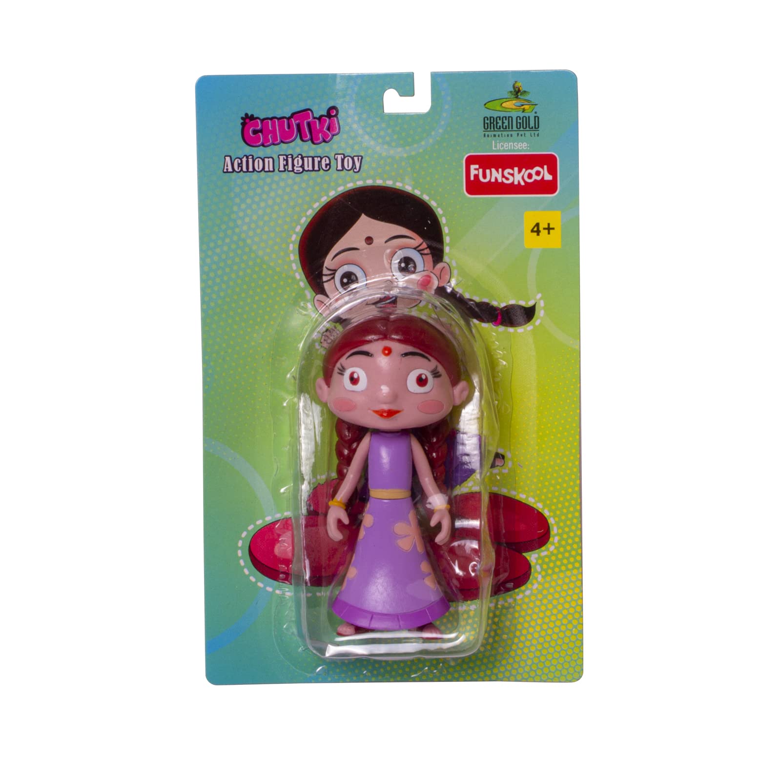 funskool chutki action figure toy, green gold chhota bheem and friends with articulation, 4 inches, cute & colorful, cartoon collectibles, ideal gift for children, toys for kids ages 4+ years