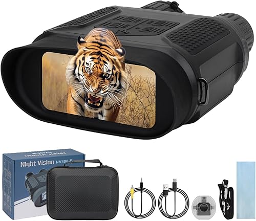 Prismáticos profesionales de visión nocturna, infrarrojos digitales, pantalla de 4 pulgadas, zoom 2X, accesorios esenciales de caza de ciervos al