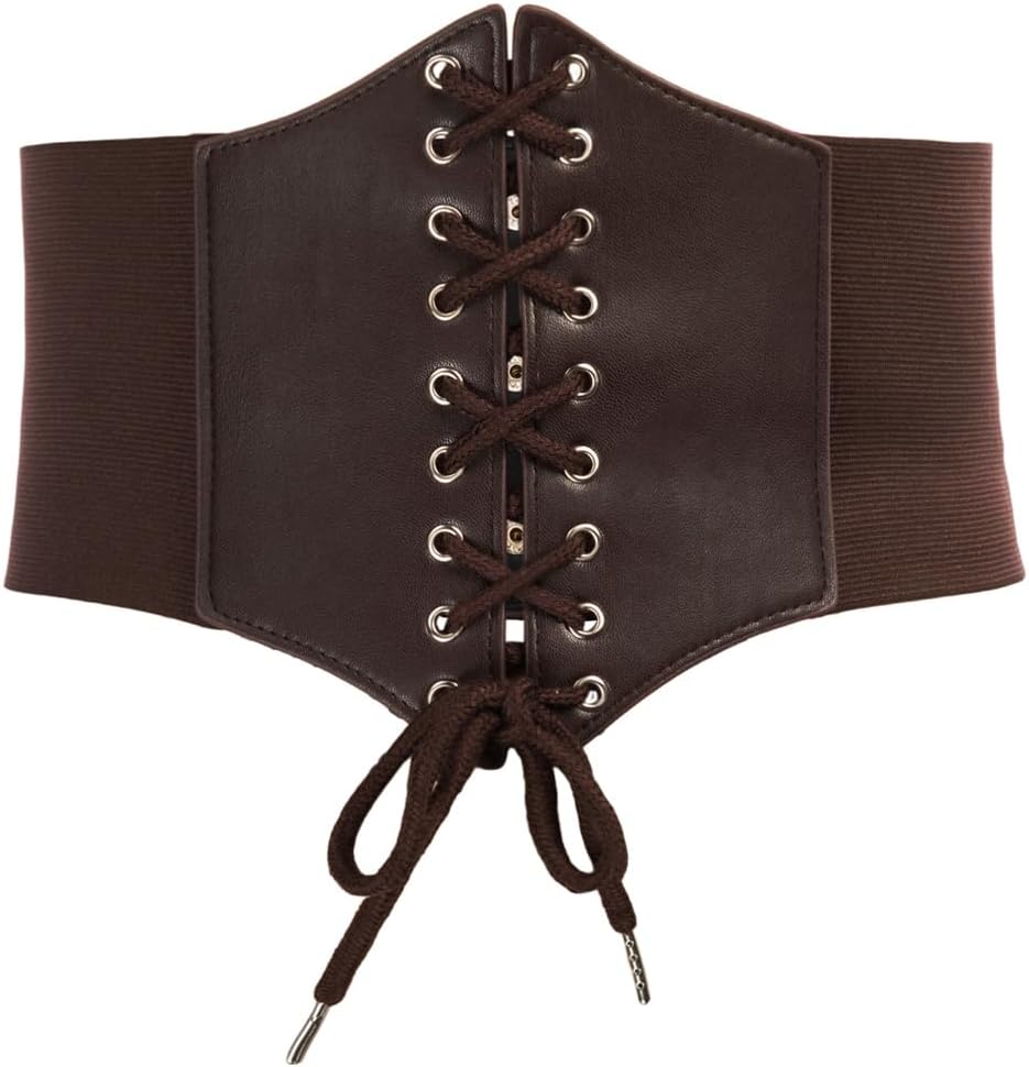 GRACE KARIN Women's Lace-Up Corset Cinch Belt - Elastic Waist Belt for Renaissance Faire, Cosplay, Gothic Style