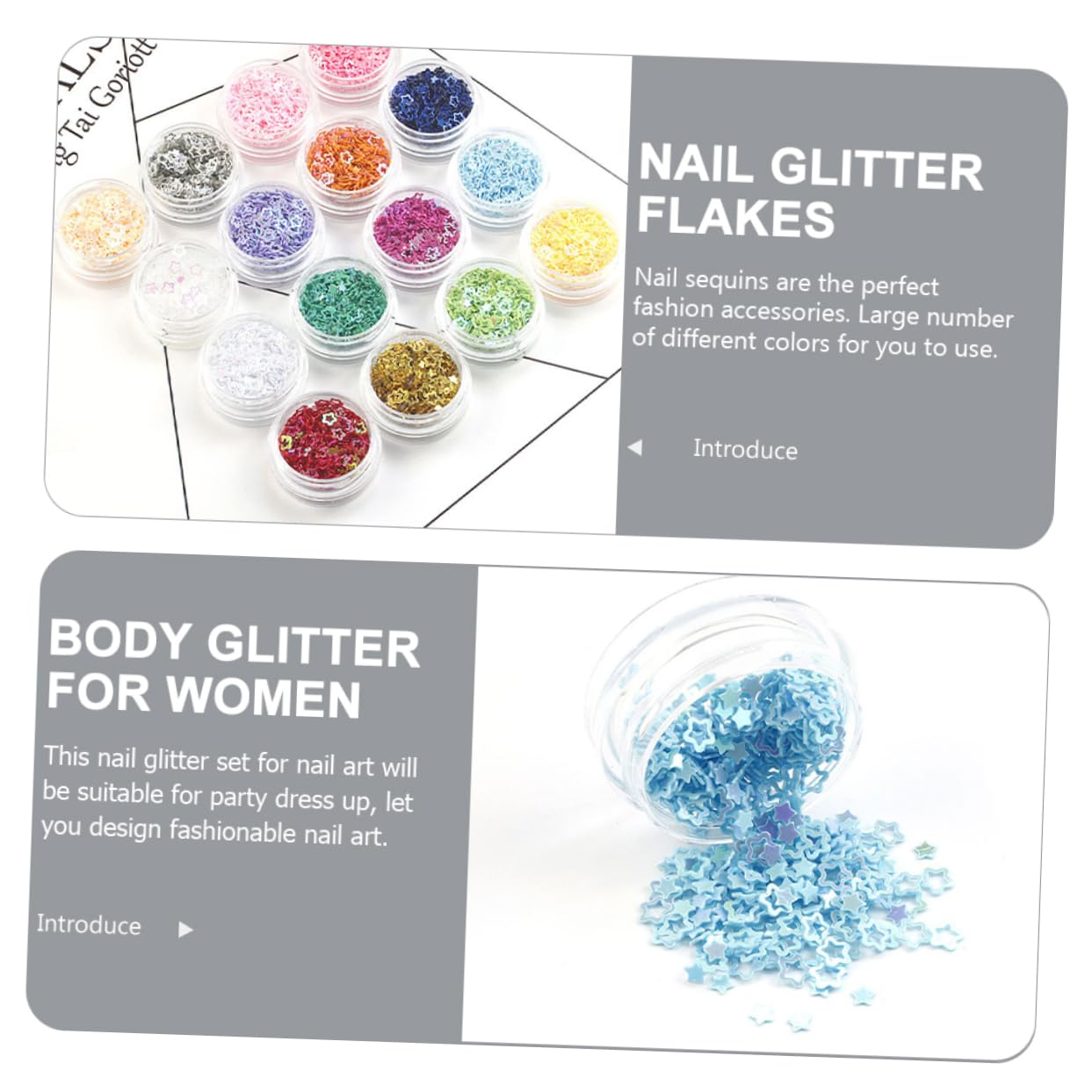 Ipetboom 4 Set Glitter Stella A Cinque Punte Smalto Gel Neon Unghia Strass Termoadesivi Metallico Rosso Pieno Gel Unghie Primer Unghie Viso Glitterato Scaglie Di Unghie Paillettes 16box*4