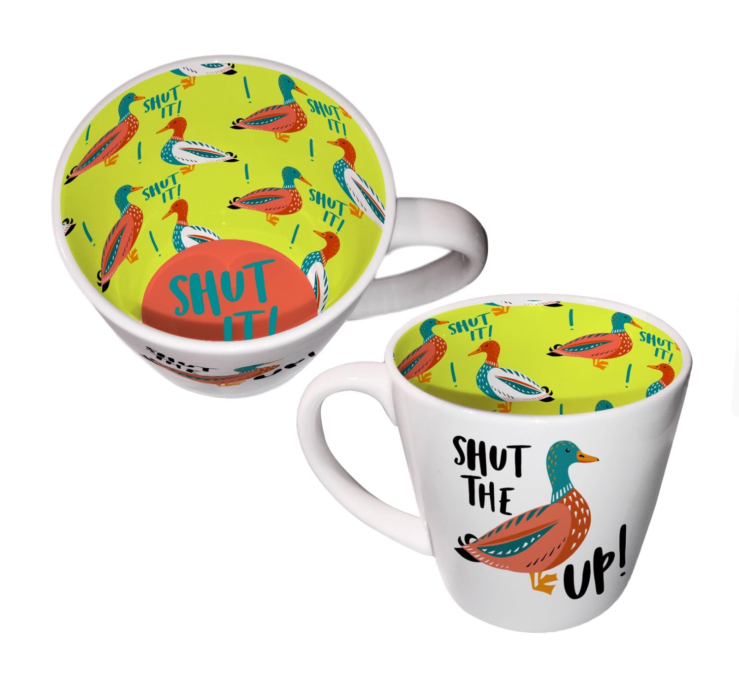 WPL Gifts Shut The Duck Up Coffee Tea Mug Inside Out 250ml, 13 cm x 9 cm