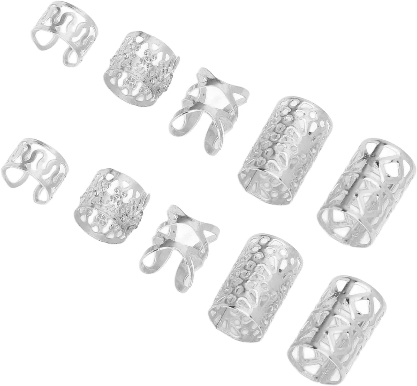 Aluminum Dreadlocks Beads Metal Cuffs, 120 Pieces Hair Braid Rings, Hair Jewelry Decoration (Silver)