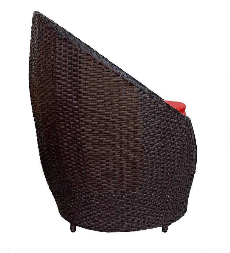 Image of Artic Fashion Apple Chairs Table Set 4+1 Wicker Patio Furniture Sets 4 Chair and 1 Table with Cushions for Garden Balcony Bedroom Powder Coated Frame Uv Protected Wicker (Brown+Red)