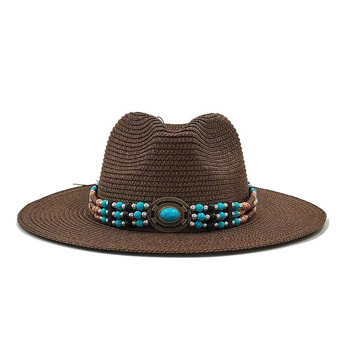 Accessori con Perline Cappello Estivo in Paglia Cappello Classico in Paglia Jazz Cappello da Sole da Viaggio per Donna e Uomo (09 6 3/4)