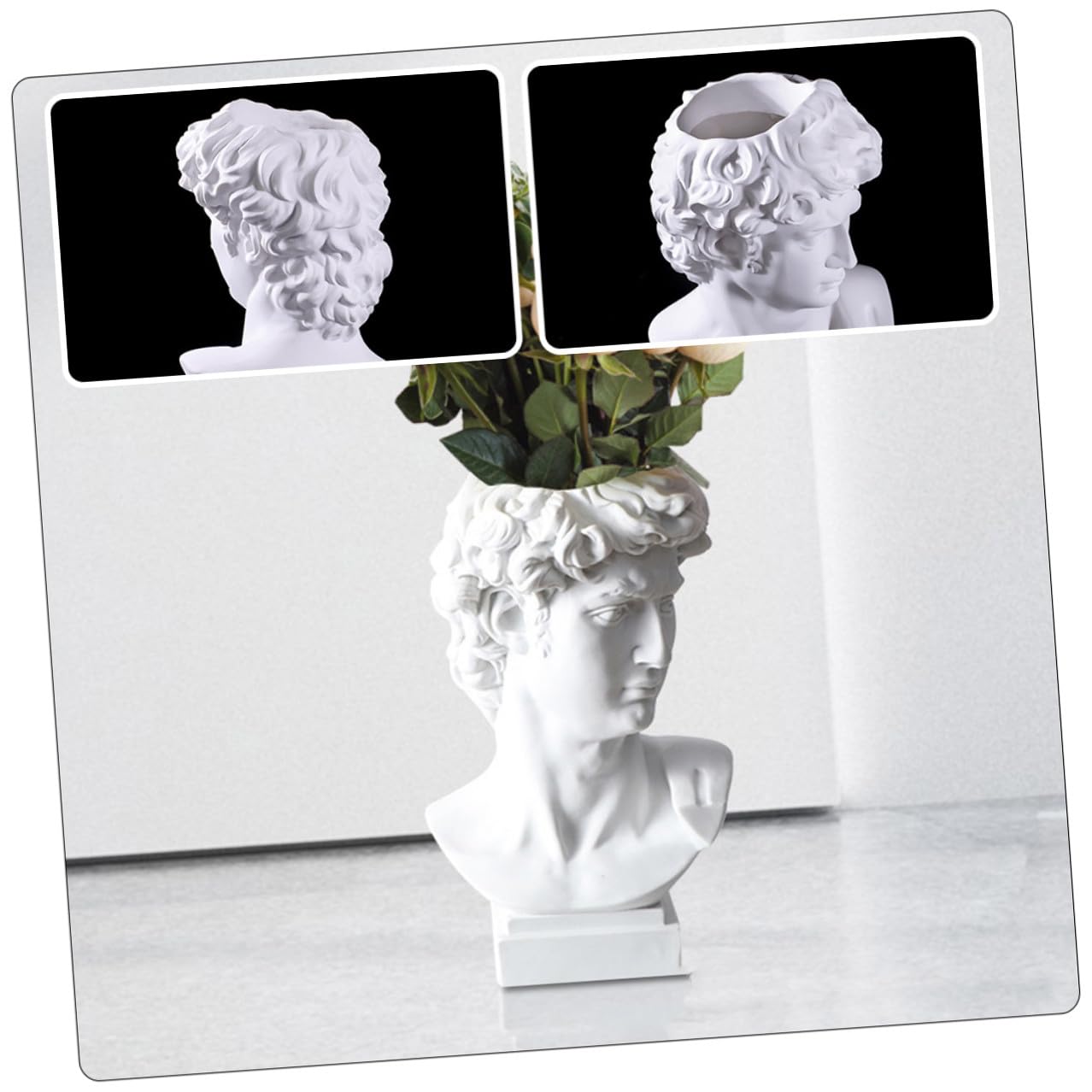 VICASKY Vase en Résine Blanc Style Artistique 25 Cm pour Rangement Pinceaux de Maquillage et Décoration de Bureau ou Salon