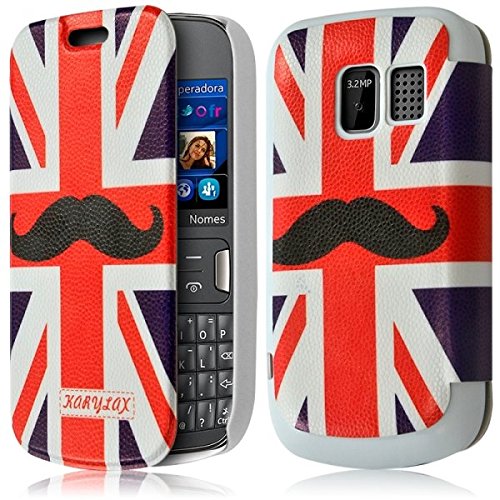 KARYLAX Seluxion - Coque Housse Etui à Motif KJ22 Rabat latéral et Porte-Carte pour Nokia Asha 302 + Film de Protection