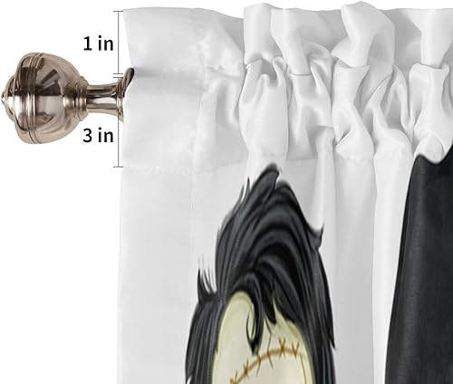 Miniatura 3 de Cenefa clásica de personajes de películas aterradoras para decoración de Halloween, cortina de ventana de asesinos de dibujos animados aterradores