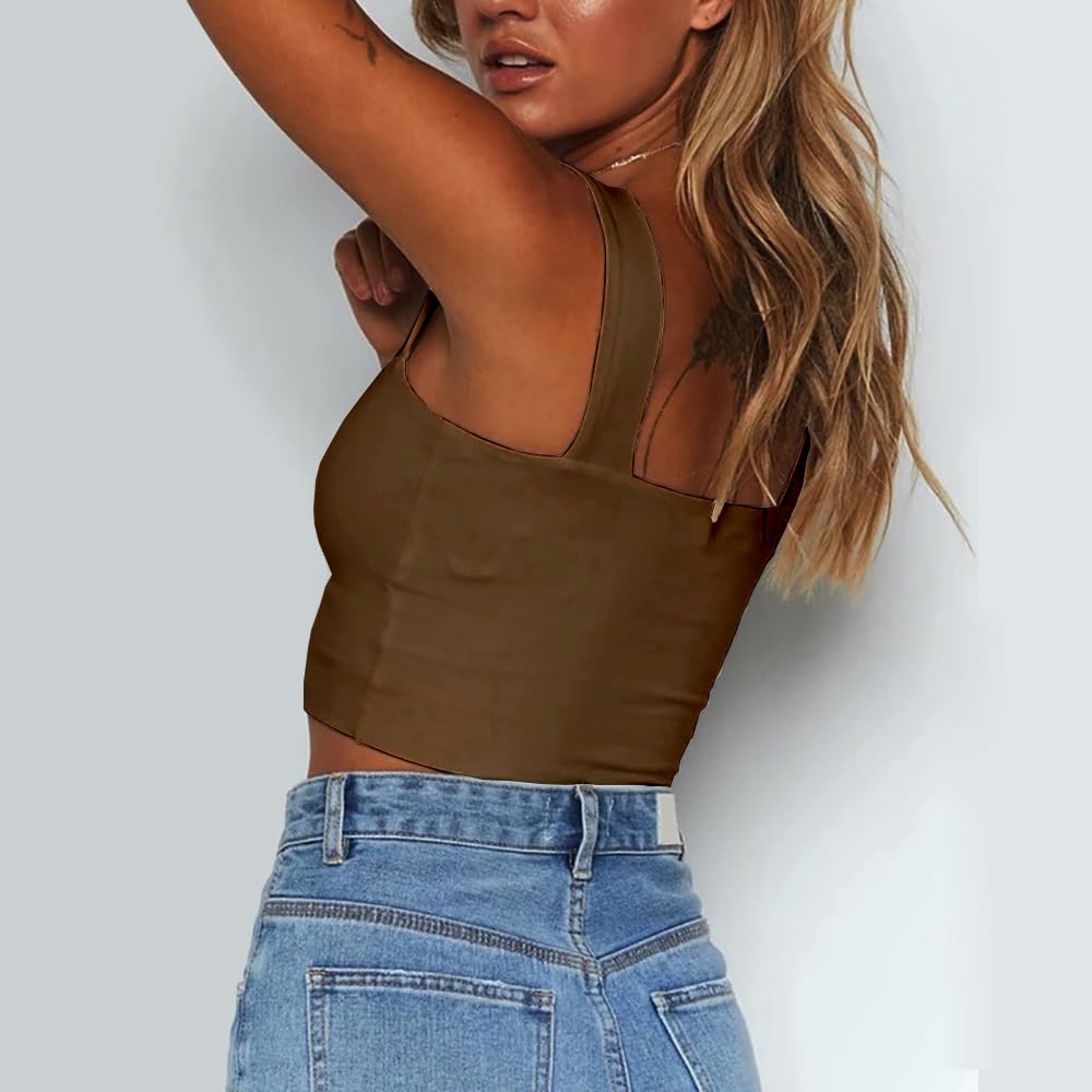Abardsion Women's Sexy Sleeveless Skinny Basic Strappy Crop Tank Tops 2024
