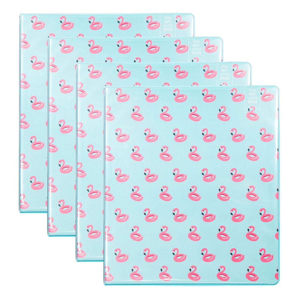 Yoobi 1 Inch Binder Set – 3-Ring Binders with 2 Pockets – Perfect for School or Office – Holds up to 220 Sheets – 4 Pack – Flamingo