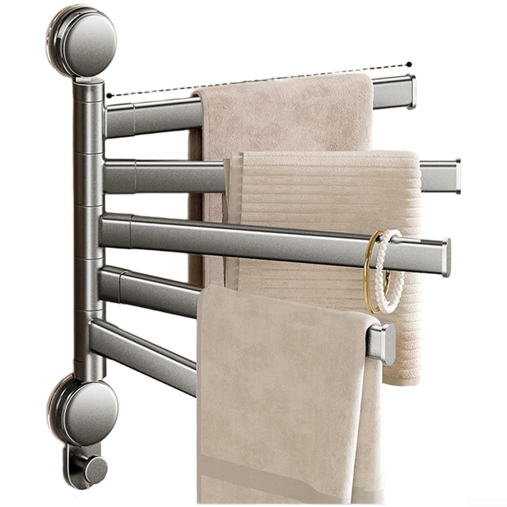 para percha Baño 270° Rotación Aleación Aluminio Negro para(Five Rods)
