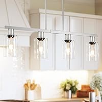 Vista 11 de DSMJFU Candelabro Rectangular Negro Estilo Granja para Comedor, Lámpara Colgante Lineal de 5 Luces, Lámpara de Isla de Cocina Rectangular Sobre