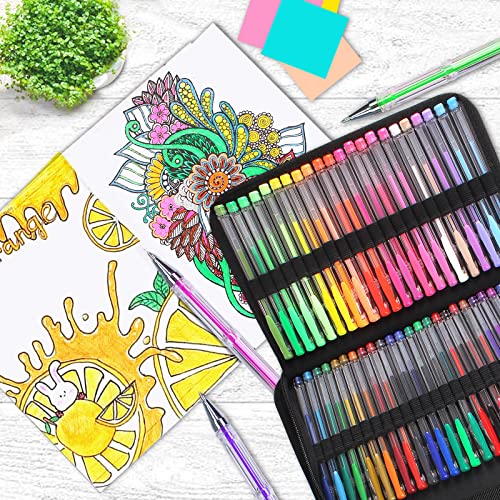 Gunsamg 240 Gel Pens For Adults Coloring Book,120 Coloring Markers Colored Gel Pen Set With 120 Glitter Refills & 1 Coloring Book For Kids Drawing,Crafting, Coloring #TOP2