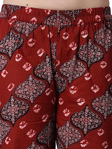 Image of POPWINGS Casual Bagru Printed Joggers for Women || Pull On Joggers for Women || Comfortable Casual Women Joggers for Summer || Loose Fit Joggers for Women