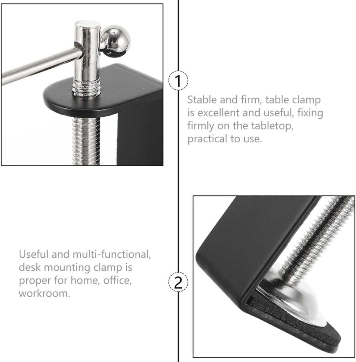 4 Pcs Universal Table Mount Clamp for Desk, 360° Rotating