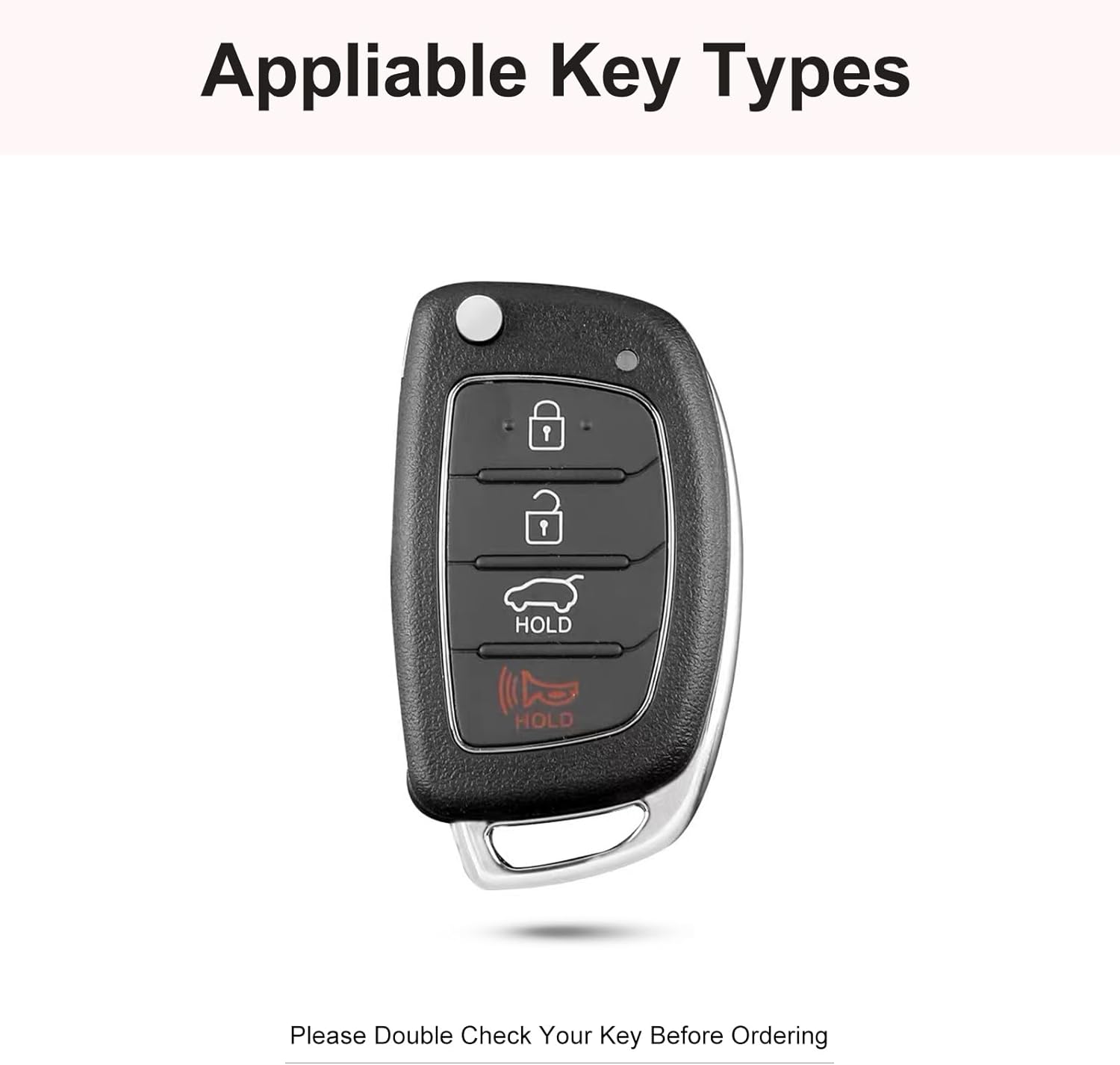 Compatible with Hyundai Key Fob Cover with Keychain Genuine Leather Crystal Key Protector
