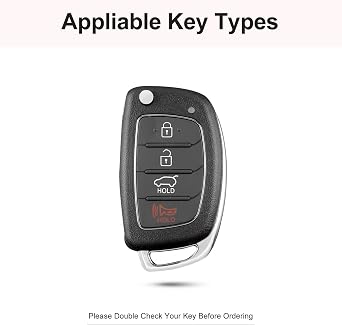 Compatible with Hyundai Key Fob Cover with Keychain Genuine Leather Crystal Key Protector