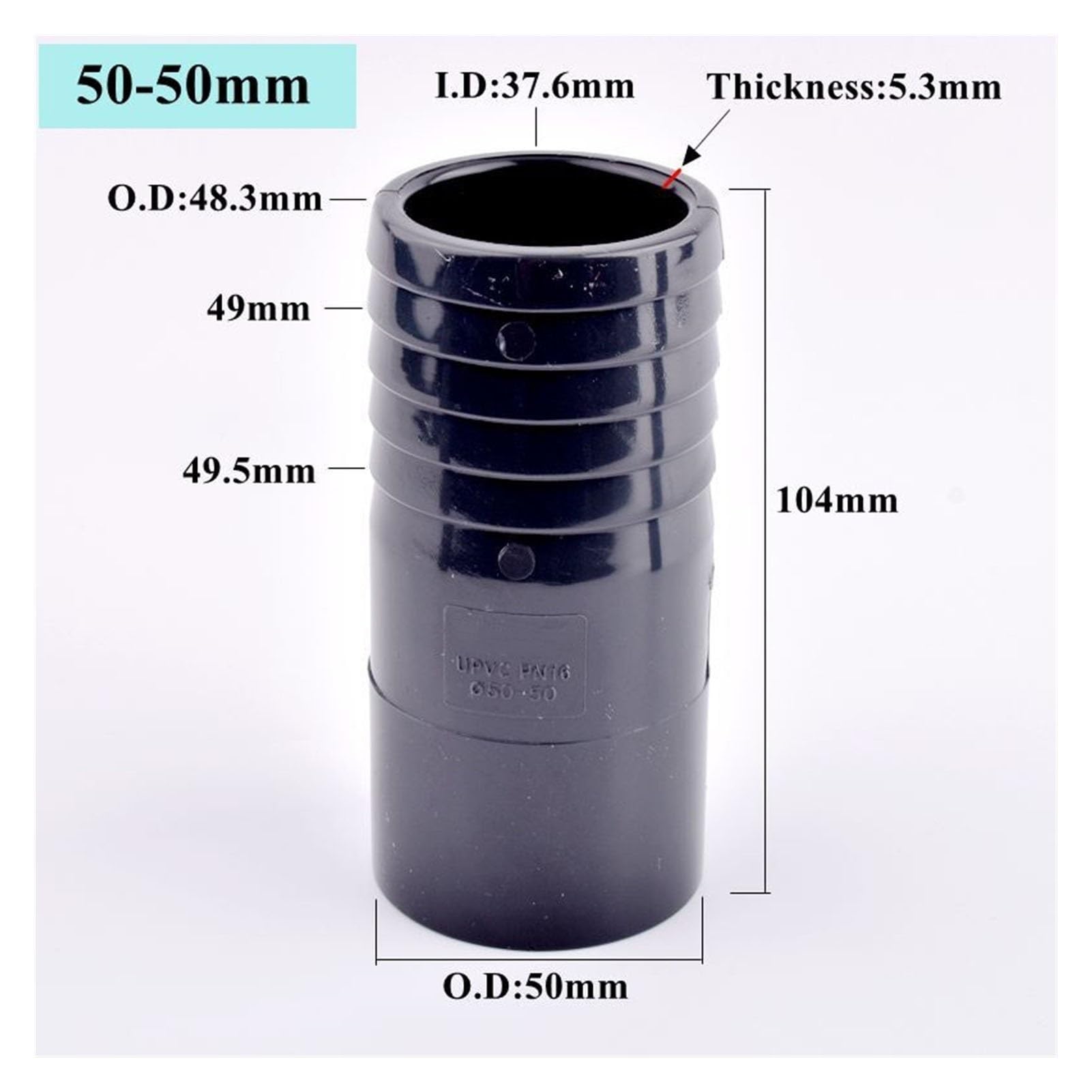 OD 32/40/50/63-14/20/30/40/50/60mm Conector de Pagoda de gran tamaño, tubo de riego de jardín, adaptador de manguera suave, accesorios de junta(O.D 50-50mm,20pcs)