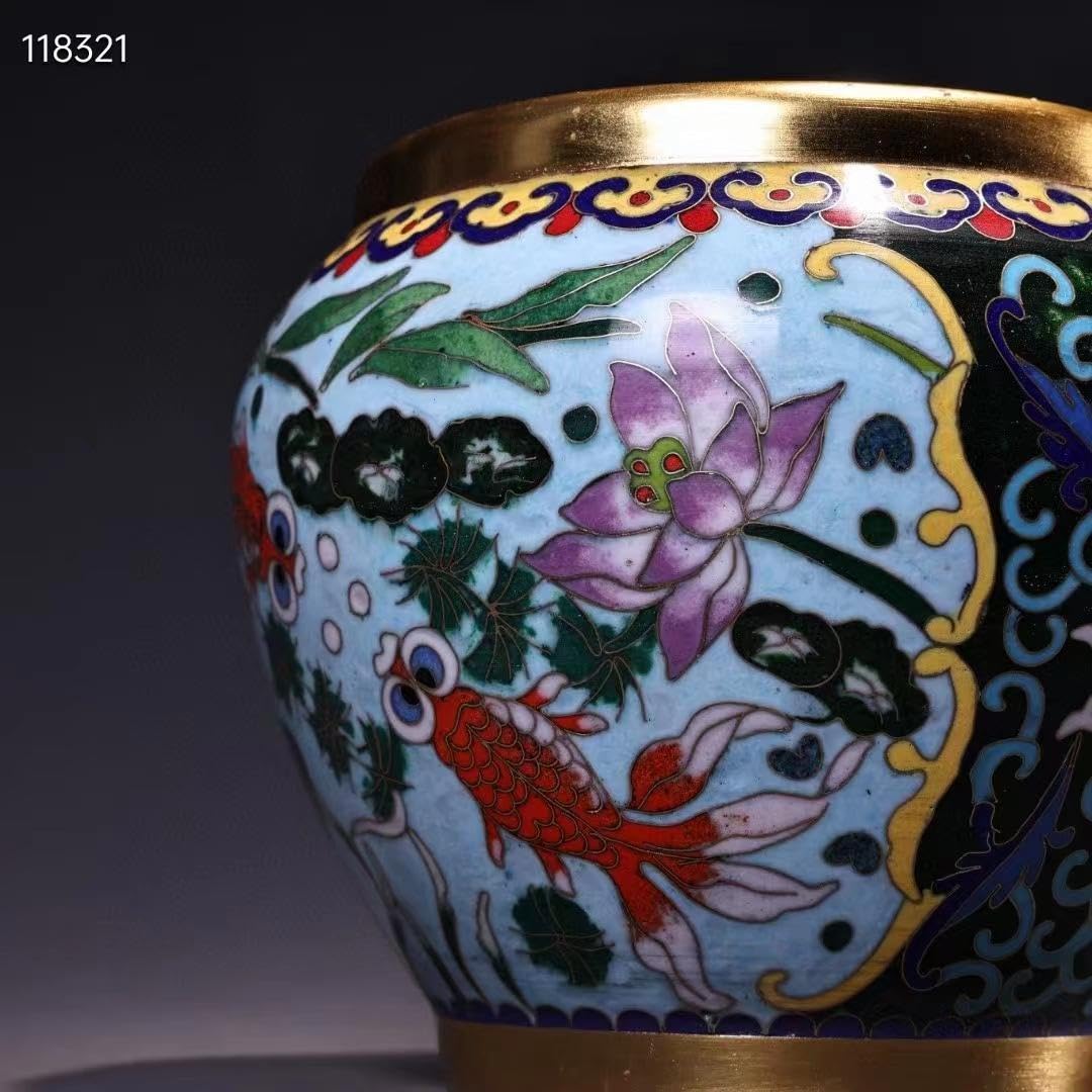 中国古美術・純銅ボディ・鎏金・掐絲・琺瑯彩・景泰藍・魚缶・文房具・賞物 ・置物 Amazon.co.jp: 中国古美術 純銅ボディ 鎏金 掐絲 琺瑯彩 景泰藍 魚缶